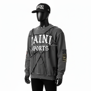 Sudadera de peso pesado para hombre, diseño de ropa de calle con acabado lavado de lana de algodón suave con logotipo bordado personalizado, sudaderas básicas - Product Image 3