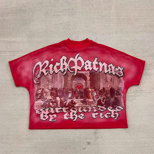 Comprar camiseta unisex de alta calidad 320gsm Verano de peso pesado Streetwear 100% algodón diseño personalizado gráfico camiseta de gran tamaño - Product Image 2