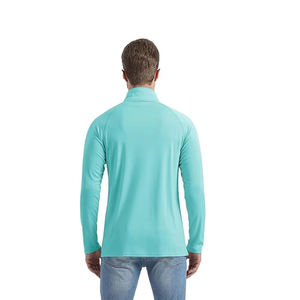 T-shirt à manches longues pour homme, coupe ajustée, en spandex/polyester, de haute qualité, avec logo personnalisé, tissu tricoté rayé décontracté pour l'extérieur - Product Image 2