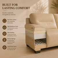 Canapé d'angle en cuir véritable moderne avec accoudoirs rembourrés, écologique, trois places, pour appartements et salons d'hôtel