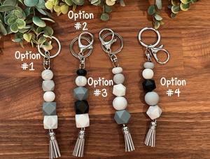 Porte-clés en marbre noir et blanc, Porte-clés en marbre pour étudiant, Porte-clés en marbre de pierre naturelle - Product Image 5