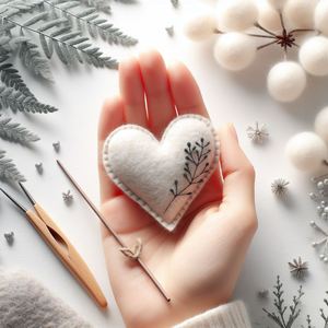 Adorno de corazón de fieltro caprichoso hecho a mano, figurita navideña suave en forma de corazón para espacios encantadores - Product Image 2