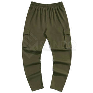 Pantalon cargo 100% coton pour hommes coupe ajustée style décontracté confortable avec motif droit léger délavé foncé - Product Image 2