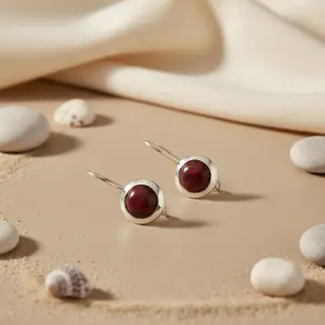 Daily Wear Women's Silver & Red Stone Drop Earrings <b>Fashion</b> <b>Jewelry</b> - Product Image 1