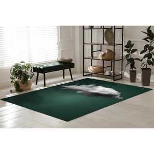Alfombra con Estampado de Nubes: Diseño Surrealista Verde Moderno para Decoración del Hogar, con Pelo Suave - Product Image 3