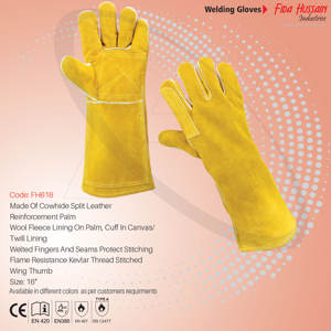 Guantes de Seguridad de Cuero Vacuno para Soldadura MIG, Venta Caliente 2024, Guantes de Trabajo para Soldadores al por Mayor, Guantes de Cuero de Pakistán - Product Image 6