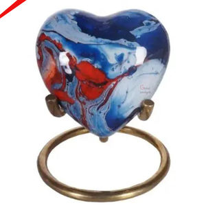 Urnas de recuerdo en forma de corazón de metal azul de aspecto increíble para suministros funerarios - Product Image 3