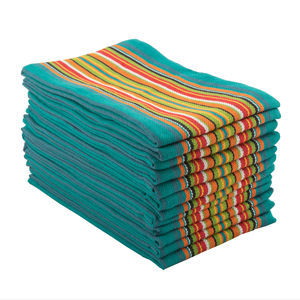 Paquete de 6 toallas de cocina azules de secado rápido 100% algodón Salsa estilo de lujo tejido sostenible hogar playa uso Lino microfibra Bambú - Product Image 1