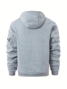 Vente en gros de sweats à capuche professionnels 100% coton, épais, surdimensionnés, pour hommes, respirants, avec fermeture éclair 1/4, poches en polaire, broderie OEM - Product Image 3