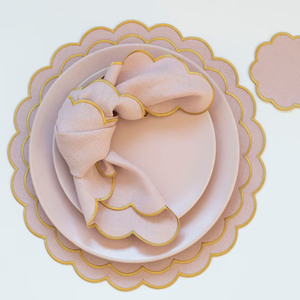 Manteles individuales de diseño festoneado de lino y algodón 100% de Color sólido de alta calidad, la mejor venta de cena, manteles reutilizables para Hotel Resort - Product Image 2