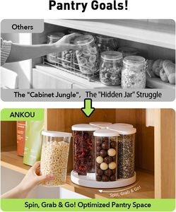 Ensemble de 6 contenants rotatifs Ankou pour aliments, 23oz (690ml), en PET écologique sans BPA, avec couvercles à double ouverture, pour garde-manger rotatif à 360° - Product Image 6