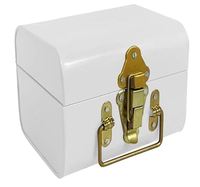 Malle et boîte de rangement de luxe jaune haut de gamme en métal et cuir avec bandes de cuir