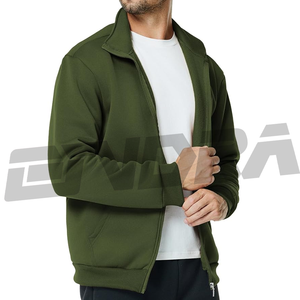 Boutique dernière veste à glissière vert olive pour hommes style de rue vêtements d'extérieur légers coupe confortable aspect moderne tissu doux nouveauté - Product Image 4