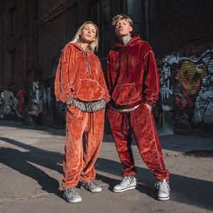 <b>Baggy</b> Heavyweight Velvet Tracksuit <b>Men</b> Women Hoodie Loose Fit Sweatpants <b>Jogger</b> Sets Oversized Unisex Winter 2 in 1 Design - Product Image 6