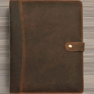 Brown Leather Portfolio <b>Organizer</b> A4 Document Folder Card Holder Resume <b>File</b> Case for Office Business - Product Image 1