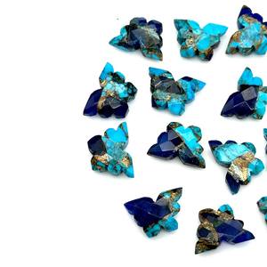 ลูกปัดพลอยโมฮาเว่ คอปเปอร์ เทอร์ควอยซ์ รูปทรงผีเสื้อ เจียระไนเหลี่ยม 14x10 มม. สีฟ้าอ่อน สีน้ำเงินเข้ม สำหรับทำเครื่องประดับ - Product Image 5