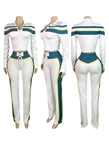 Logo personnalisé Ensemble deux pièces sweat à capuche et pantalon de survêtement Ensemble veste pantalon de survêtement coutures latérales adapté aux femmes Ensembles de survêtements d'automne - Product Image 2