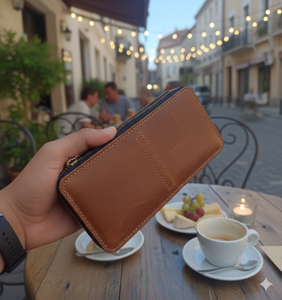 Custom pure leather carazzy horse Leather Zipper <b>Wallet</b> <b>Men</b> RFID Blocking Leather Multi Card Holder Purse <b>Long</b> <b>Wallet</b> - Product Image 4