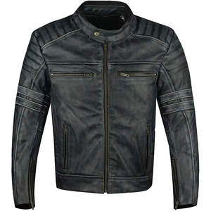 Veste d'hiver longue et fine en cuir et toile pour homme avec fermeture éclair et poches, style personnalisé - Product Image 3