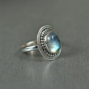 Anillo de plata bohemio hecho a mano, joyería de plata de ley 925, piedra lunar, piedras preciosas, anillo de tendencia, joyería para mujer, regalo para ella - Product Image 2