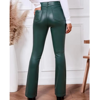 Celana Kulit Wanita Berkualitas Terbaik, Model Cross-pants, Bahan Kulit Asli, Tahan Air, Bernapas, Ramah Lingkungan, Kancing Depan, Pinggang Sedang, Nyaman Dipakai