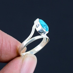 Boho Style 925 Sterling Silver Women's <b>Ring</b> <b>Turquoise</b> Gemstone Set Rhodium Handmade 925 Sterling Silver Wedding Gift for Loved - Product Image 4