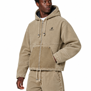 SINEWY Men's Hooded <b>Zip</b>-Up Sweatshirt Oversized 100% Cotton Winter Casual <b>Hoodie</b> with Front <b>Pocket</b> Drawstring Design - Product Image 3