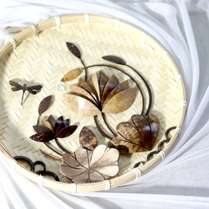 Viet Fargimex Incrustation de coquilles de noix de coco artisanale sur tamis en bambou Tentures murales personnalisées Commandes en gros disponibles - Product Image 6