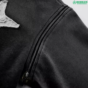 OEM Wholesale Regular Fit Acid Washed Zipper Hoodie Custom Print Distressed Embroidery Patch Logo Heavy Winter Sweatshirt 100% - Product Image 6