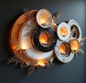 Lampe lunaire spirale unique avec un orb céleste lumineux. Éclairage artistique époustouflant disponible à prix de gros. - Product Image 4