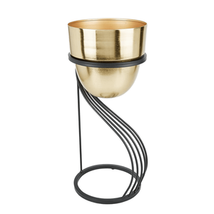 Juego de macetas Noir de lujo con macetas cilíndricas grises mate y soportes de barra vertical negros para interiores modernos - Product Image 5