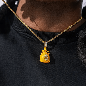 จี้สร้อยคอฮิปฮอปผู้ชายแบบสั่งทำพิเศษ ชุบทอง ประดับเพชร CZ - Product Image 5