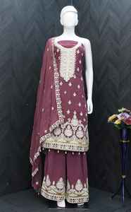 Combinaison Salwar Kameez en fausse Georgette lourde semi-cousue de haute qualité pour la vente à l'exportation depuis l'Inde - Product Image 6