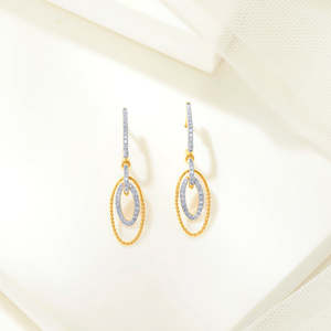 Boucles d'oreilles pendantes Twilight Gleam Gold pour femmes, style religieux tendance avec quartz, turquoise et perle - Product Image 1
