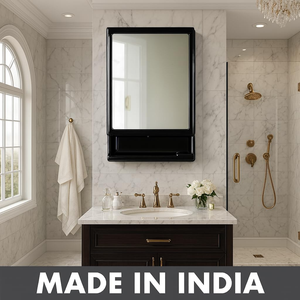 Parasnath ตู้ห้องน้ำสีดำใหม่พร้อมกระจกแข็งแรงและติดตั้งบนผนังด้วยโซลูชันการออกแบบที่ทันสมัย - Product Image 5