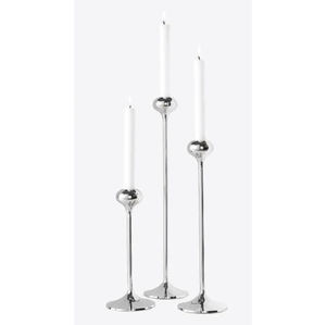 Ensemble de 3 bougeoirs coniques en aluminium argenté, grands, modernes, en métal forgé, pour la décoration de table à la maison - Product Image 2