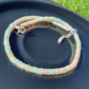 Collar de Cuentas de Ópalo Etíope Blanco Natural, Piedra Multifuego Lisa, Hecho a Mano, Pulido, Collares de Cuentas de Moda Cristiana - Product Image 1