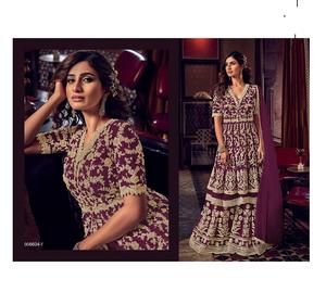 Robe pakistanaise de créateur de qualité supérieure Georgette broderie séquence travail Salwar Kameez costume indien Plazzo Style mariage soie - Product Image 1