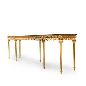 Mesa Consola Extra Larga de Lujo con Tapa de Mármol y Detalles en Dorado - Product Image 4