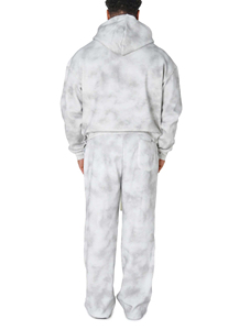 Pantalones de chándal acampanados con lavado ácido de diamantes de imitación de alta calidad, conjunto de 2 piezas con cremallera, chándal Vintage con lavado ácido para hombre OEM - Product Image 2