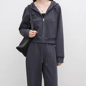 ชุดวอร์มลำลองสำหรับผู้หญิงชุดออกกำลังกายกลางแจ้งมีฮู้ด2ชิ้นสำหรับฤดูใบไม้ร่วงฤดูหนาว - Product Image 1