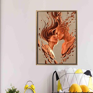 Modern Printed <b>Canvas</b>: Abstract Couple Wall Art for Bedroom Decor,Gold <b>Framed</b> - Product Image 1