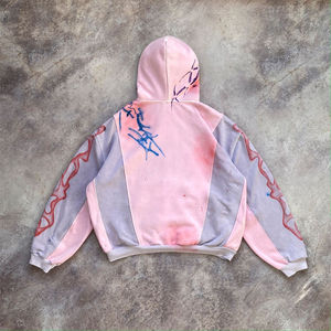 OEM personalizado hombres Tie-Dyed Pullover Boxy Hoodie con bordado diseño innovador y cuello con capucha para la temporada de primavera hombres Sudadera con capucha - Product Image 4