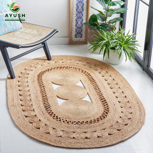 พรมปอกระเจาและผ้าฝ้ายถักด้วยมือเป็นมิตรต่อสิ่งแวดล้อมทำจากเส้นใยปอกระเจาพรมปูพื้นแบบกำหนดเองเหมาะสำหรับห้องนั่งเล่น - Product Image 6