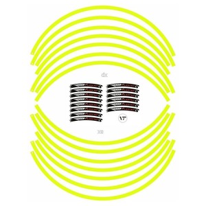 Kit di Strisce Adesive per Aprilia RSV Tuono, Giallo Fluorescente, Adesivi Decorativi per Cerchioni Moto, Misura Personalizzata 17 Pollici - Product Image 3
