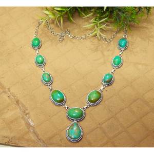 925 Sterling <b>Silver</b> Turquoise <b>Necklace</b> for Women Handmade Natural Blue Turquoise Gemstone <b>Diamond</b>-Embellished Gift for Her - Product Image 5