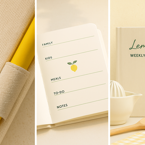 LABON Agenda familial hebdomadaire sur le thème du citron avec couverture rigide en tissu Organisateur d'été au design jaune pour la <span class=keywords><strong>cuisine</strong></span> ou la maison - Product Image 3