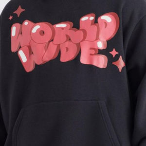 Sudadera con capucha de gran tamaño personalizada 300 GSM para hombre, sudadera de invierno sólida de lana de peso pesado con estampado de hojaldre de alta calidad - Product Image 4