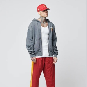 Sweat à capuche zippé graphique personnalisé OEM pour homme, gris, effet délavé vintage, imprimé fruits, vêtement de sport, vêtement d'extérieur, haut pour homme - Product Image 3
