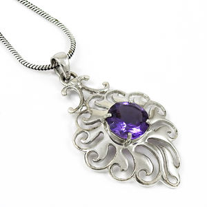 Purple <b>Amethyst</b> Gemstone 925 Sterling Silver Natural Gemstone Antique Look <b>Pendant</b> Handmade Fine Jewelry Direct Factory Price - Product Image 2